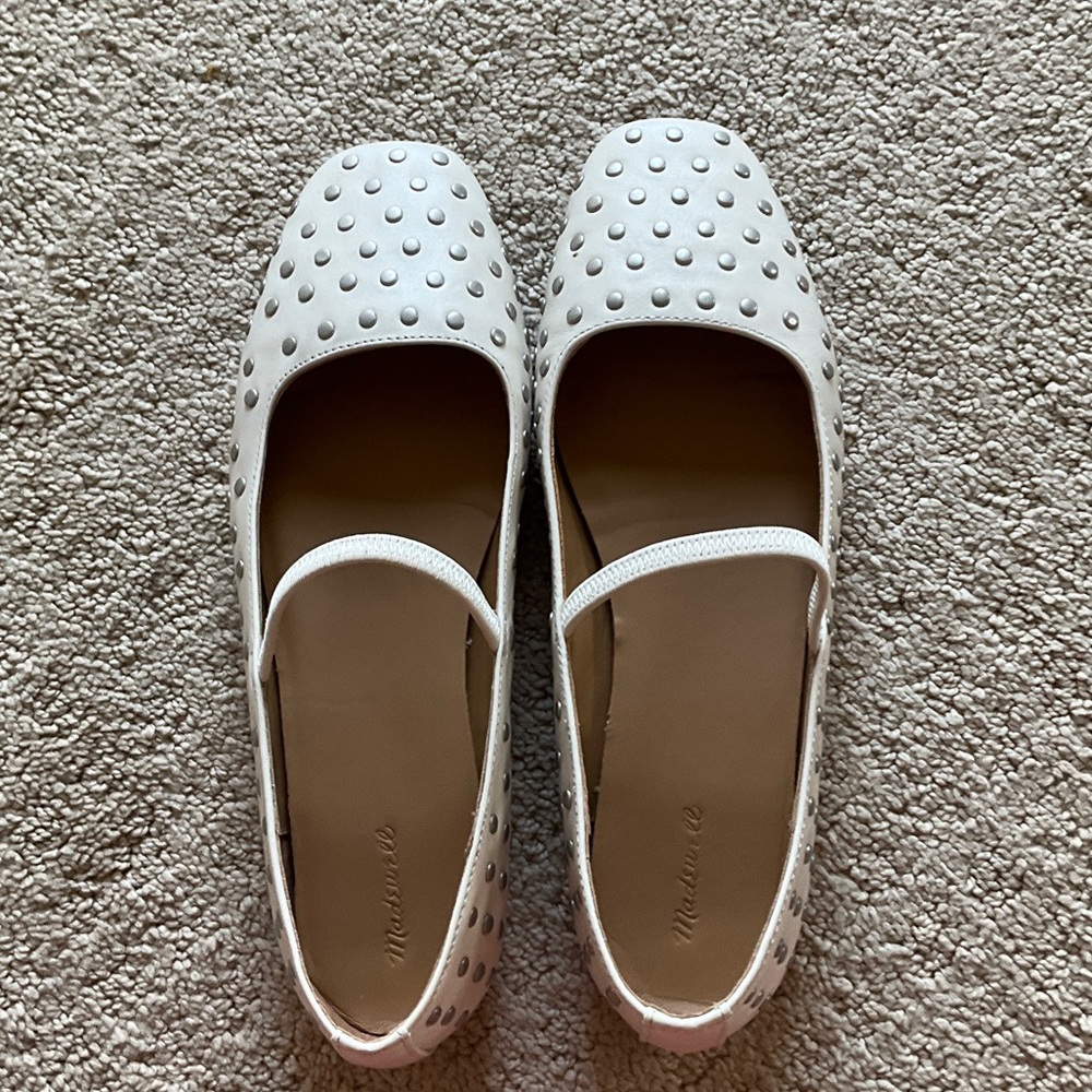 Madewell White Studded Flats